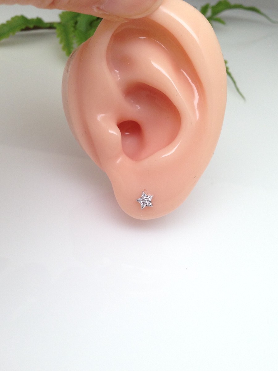 925 Sterling Silver Cz Star Stud Earrings Dainty Mini Studs  display picture 1