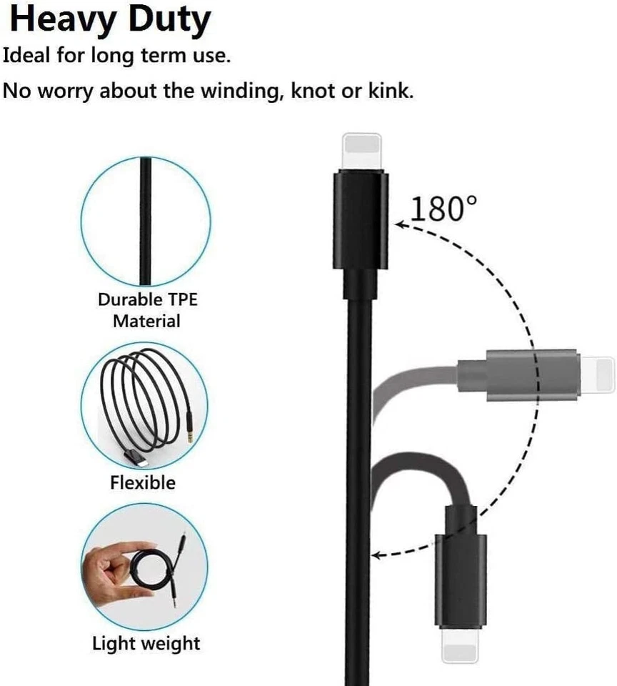 Aux Cord for iPhone iPad in Car, 8pin to 3.5mm Aux Stereo Audio Cable 3.3ft - Image 4 of 4