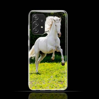 Silikon Case TPU Handy Hülle Tasche Etui Schale Schutz Cover 1019 weißes Pferd