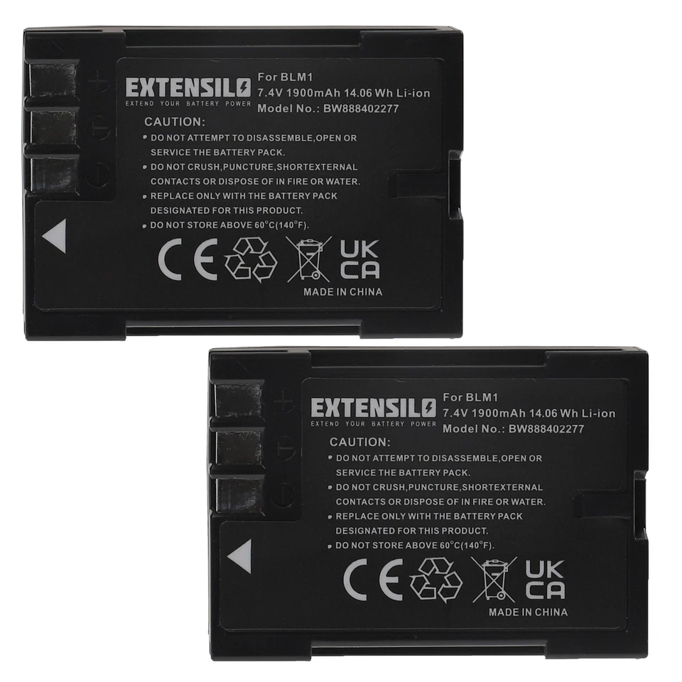 EXTENSILO 2x Akku für Olympus E-30 E-300 E-330 E-510 E-1 E-3 E-500 E-520 1900mAh 7,4V
