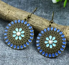 1.75 Bronze-tone Earring Set Bohemian Retro Drop Dangle Hook New Free Ship 7471