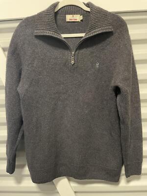MONTAGUT PARIS mens Long Sleeves Gray Cashmere 1/4 zip sweater France sz 110