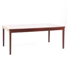 Johannes Andersen Style Mid Century Danish Rosewood Hidden Leaf Dining Table