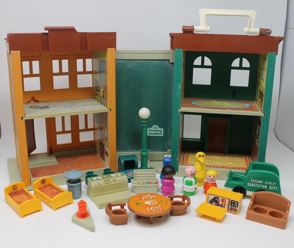 1970's Fisher Price Little People Sesame Street Play Family House  Accessories