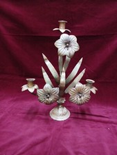 Candeliere In Ferro Battuto Dorato Epoca 900