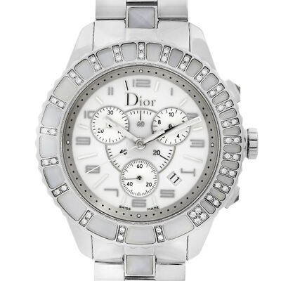 Dior Christal 39mm Stainless Steel Diamond White Dial Quartz Watch