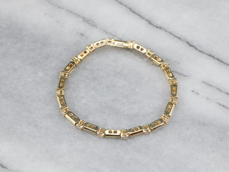 14K Yellow Gold Finish 4Ct Diamond Round Cut Lab Created Women's Tennis Bracelet - Image 2 of 4