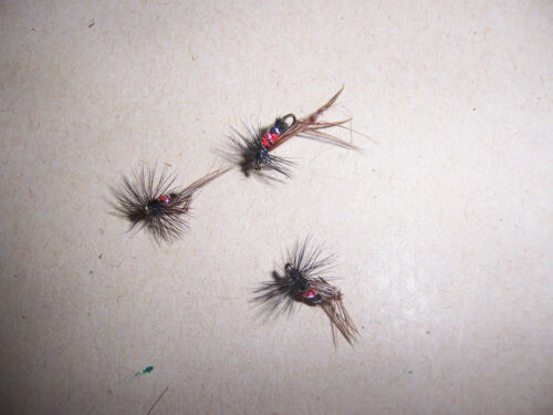 3 x DRY Bibio Hoppers - smaller size 18 hooks by Salmoflies Fishing Flies - Photo 1/1