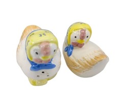 Vintage Mother Hen Chicken Ceramic Salt & Pepper Set Bonnet Anthropomorphic