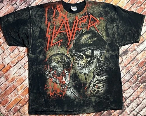 SLAYER Heavy Metal Thrash Band All Over Print Double-sid Vintage vintage concert t-shirt, vintage, size XXL, single stitch, B+ condition