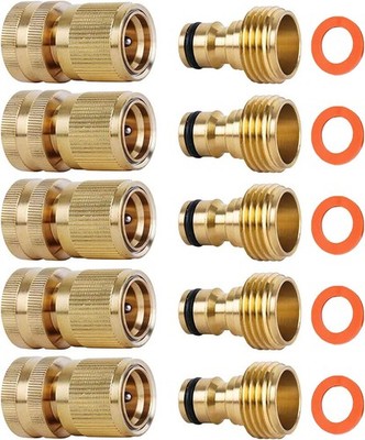 5PCS Quick Connect Hose Fitting Solid Brass No-Leak Water Hose Repair for Garden