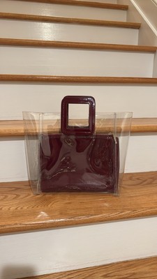 STAUD Shirley Bag Clear PVC/Burgundy Leather
