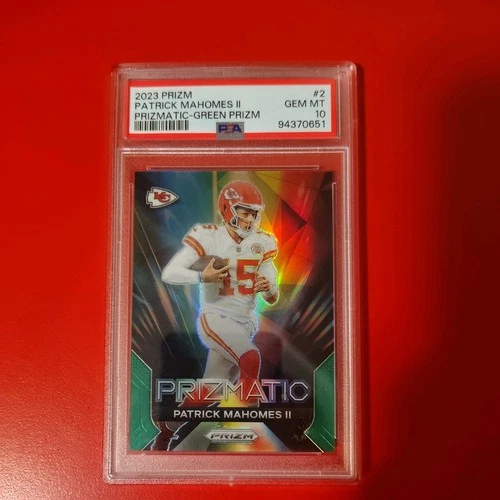 Patrick Mahomes II PSA 10 2023 Panini Prizm Prizmatic #2 Green Prizm sp chiefs