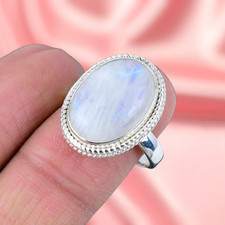 Moonstone Rainbow Ring Silver Ring 925 Sterling Silver Ring Women's Jewellery