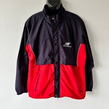New Balance Running Jacket Size XL Red Navy Blue Lightweight Retro Full Zip VGC