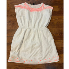 GAP Embroidered Cotton Mini Dress Women’s XL White Dolman Sleeve Boho