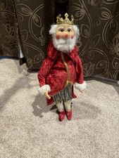 Marionette KING Puppet Wood Lever, 6 Strings, Clasps, Velvet Cape 17” READ