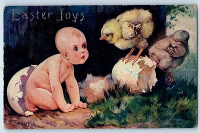 1909 Easter Hatched Egg Baby Chicks New Haven Connecticut CT Antique Postcard