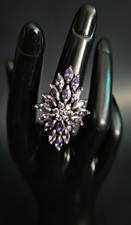 Vintage Sterling Silver  Amethyst Cocktail Statement Ring Size 5.5