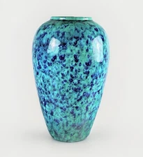 Haeger USA Turquoise Blue Cobalt Drip Glaze Vase 12.5” Art Pottery 8295B