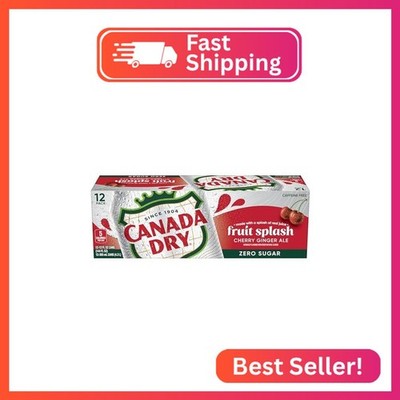 Canada Dry Zero Sugar Cherry Gingerale Fruit Splash 12oz, Pack of