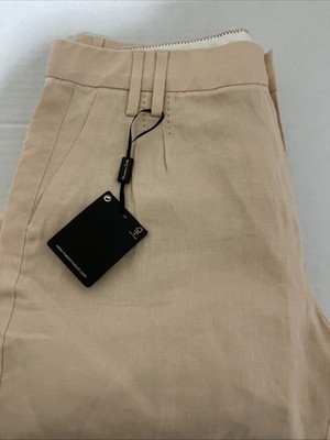 Massimo Dutti Linen Pants  Soft Pink  Zip Pleated Front Trousers Size 8