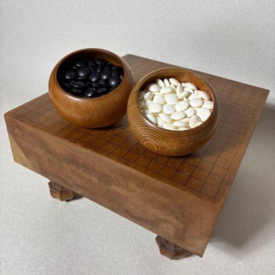 Go Board Igo Game Clamshell Size 33 Nachikuro Slate Legged Board Heso Bowl Japan