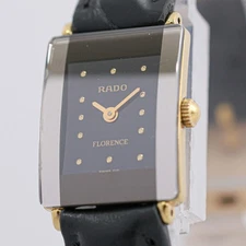 *NEAR MINT* RADO Florence 153.3606.2N Quartz Black Dial 18mm Women's Watch Japan