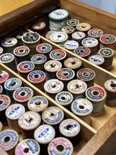 Lot of 55 Asst. Vintage Wooden Sewing Thread Spools Spectacular Colors Crafts