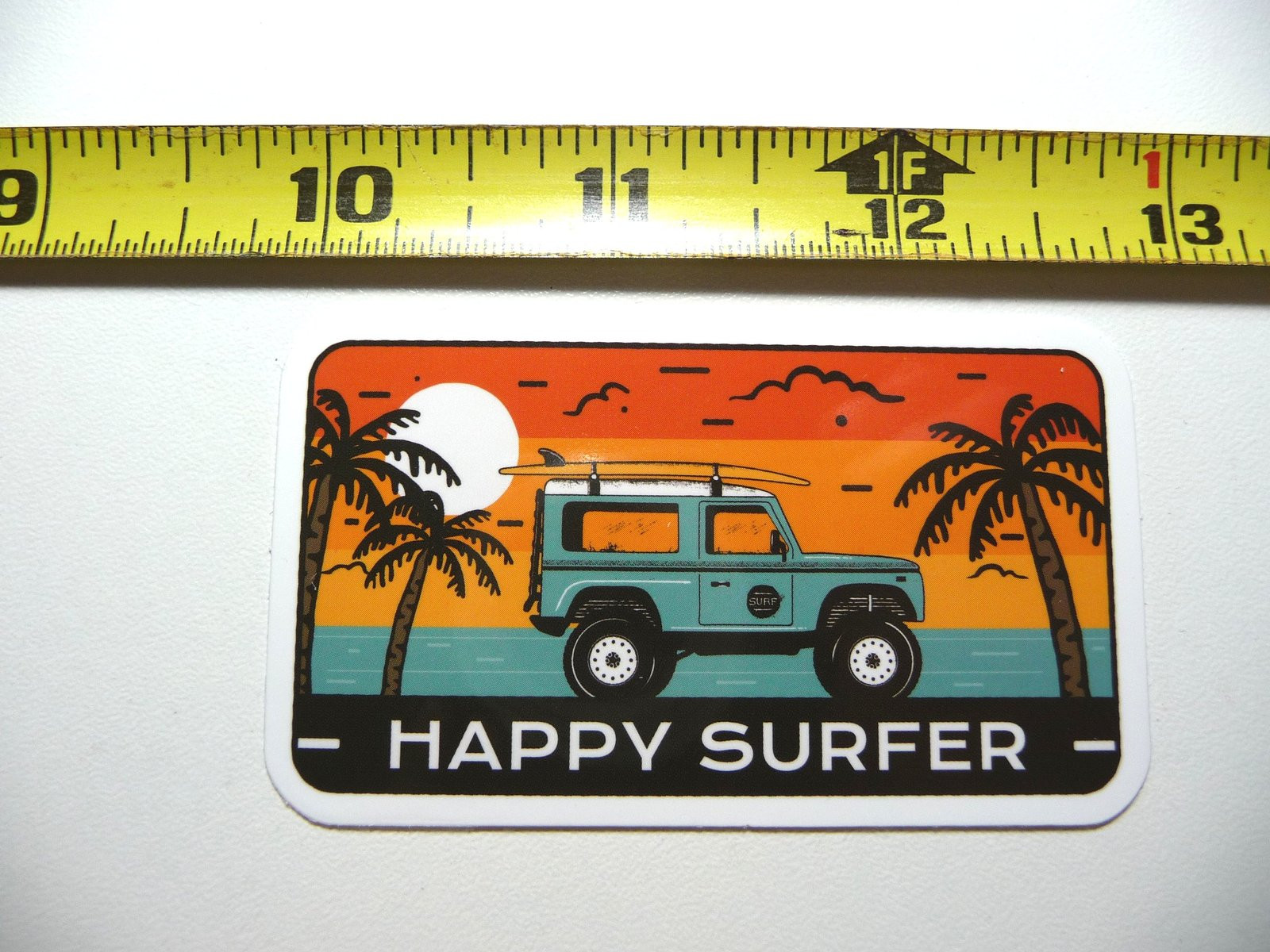 Happy Surfer Decal Sticker for Camping Beach Ocean Wave Adventure Enthusiasts