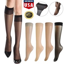 1-4 Pairs Ladies Knee High Socks Long 15 Denier Women Sheer Knee High Socks USA