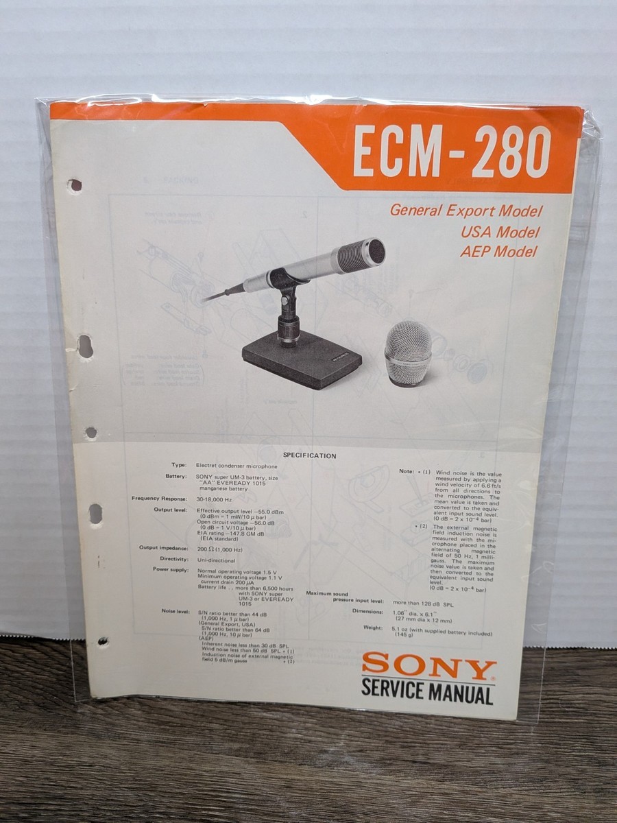 1972 Sony Electret Condenser Microphone Ecm-280 Vintage Service