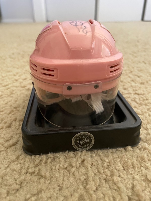Hockey Fights Cancer Steen Mini Helmet St Louis Blues / Anaheim Ducks Ministick