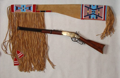 #ad Native American Indian Beaded Rifle Scabbard Sioux Style Suede Leather $89.00