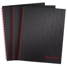Black n' Red Business Notebooks, 3-Pack, 11x8.5", 70 Ruled Sheets, Hardcover