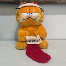 Vintage 1978 Dakin Garfield Plush With Santa Hat And  Stuff It  Stocking 9.5  