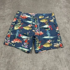 Saxx Mens Board Shorts 36 Betawave 2N1 Boardies Swim Surf Beach 17" Fish Graphic