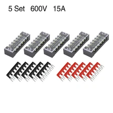 5 Set Bus Bar Power Distribution Block 6 Terminal Bus Bar 600V 15A Kit