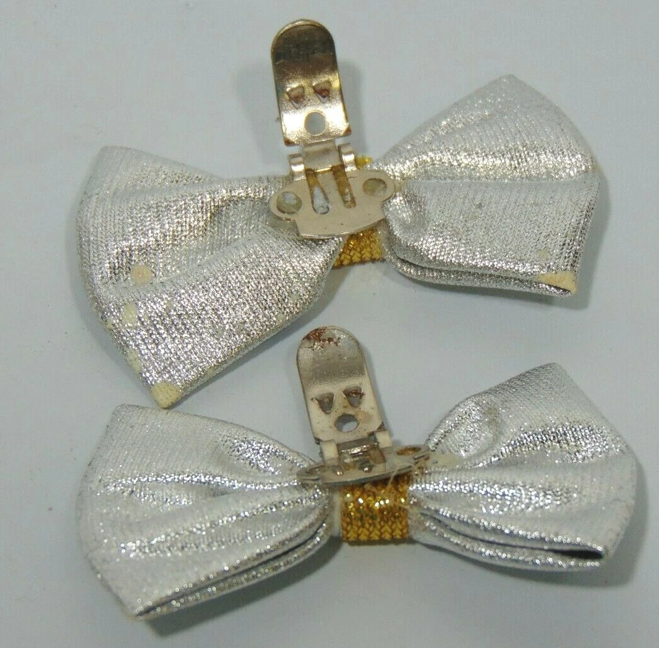 Clips para lazos para zapatos plateados y dorados en tarjeta clips plateados de 2,25" de ancho formales vintage Foto 4 de 4