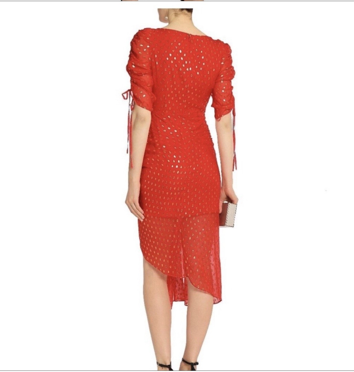 New Alice McCall 0 I Feel It Coming Silk Midi Dress Prom Pageant Glam Red Gold