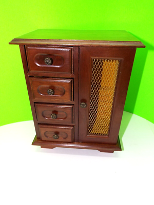 VINTAGE DRESSER TOP LONDON LEATHER MUSICAL WOOD JEWELRY BOX...NICE! | eBay
