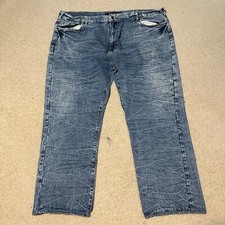 Y2K Rocawear Baggy Straight Leg JNCO Style Light Wash Denim Jeans Size 52x30