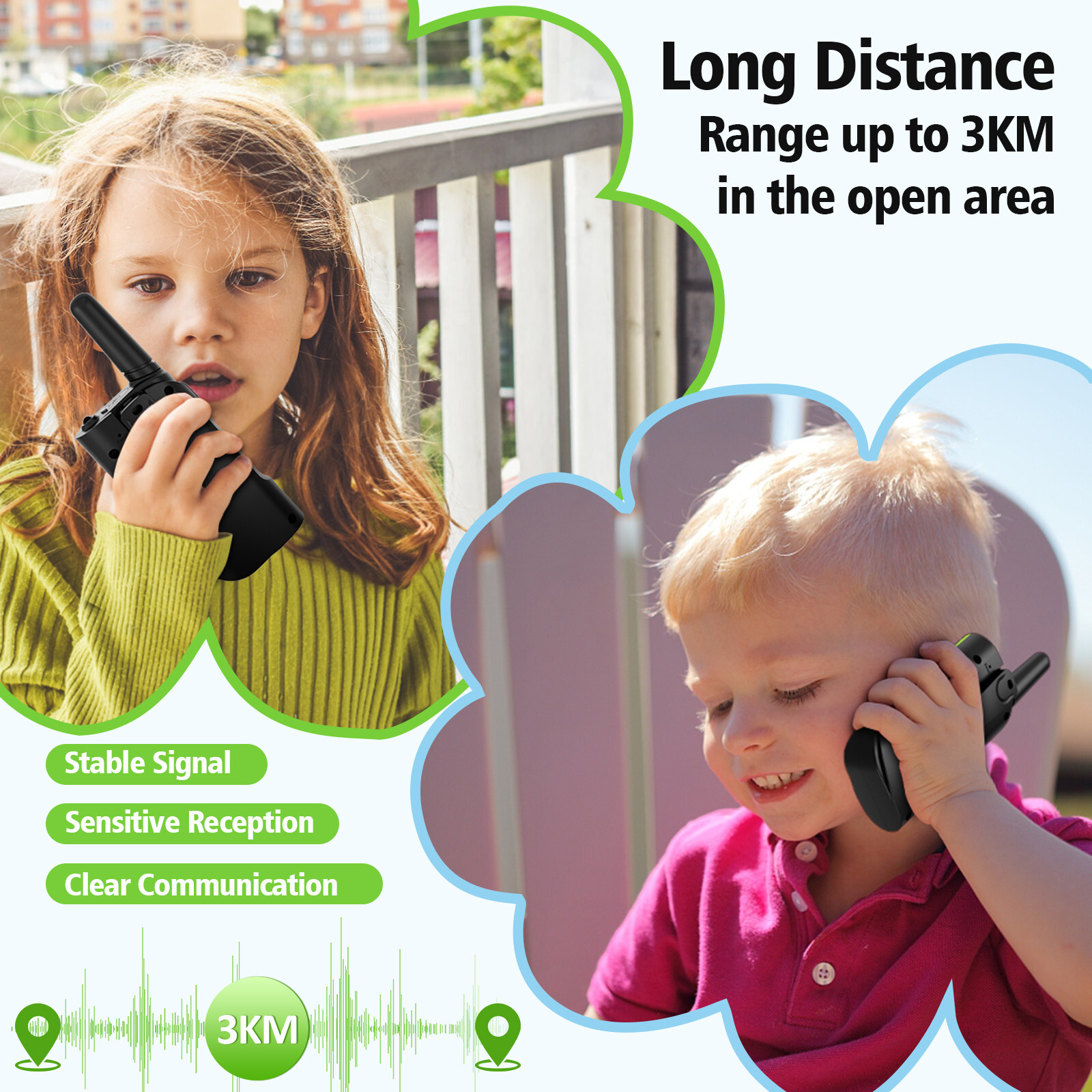 1 pair AWANFI Walkie Talkies For Kids 22 Channel 3 Miles 2 Way Radio Walkie Talk