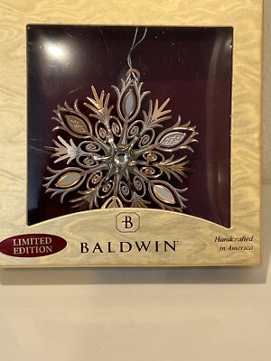 BALDWIN Two Tone Snowflake 3  Christmas Ornament Handcrafted in America 40335