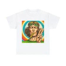Hippy T Shirt Chilled Out Smoking A Spliff Adult Weed Marijuana Peace Love Dazed