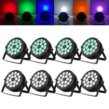 8pcs Aluminum 18x18W LED Flat Par RGBWAUV 6in1 Color Mixing Light DJ Stage Light