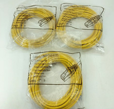 (Lot of 3) 25 ft Yellow Category 6 Patch Cables 100% Copper Wire - Free Shipping