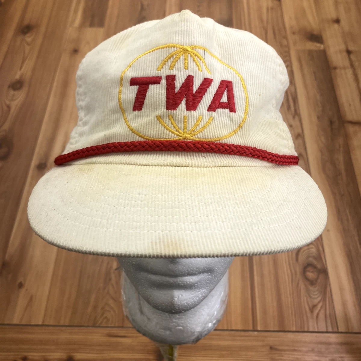 Vintage Capitol Promos Off White TWA Cord Fabric Roped Dad Hat Adult OSFA