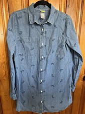 Mickey Mouse Shirt Jerry Leigh 90's VTG Disney Denim Button Long Sleeve Blue XS