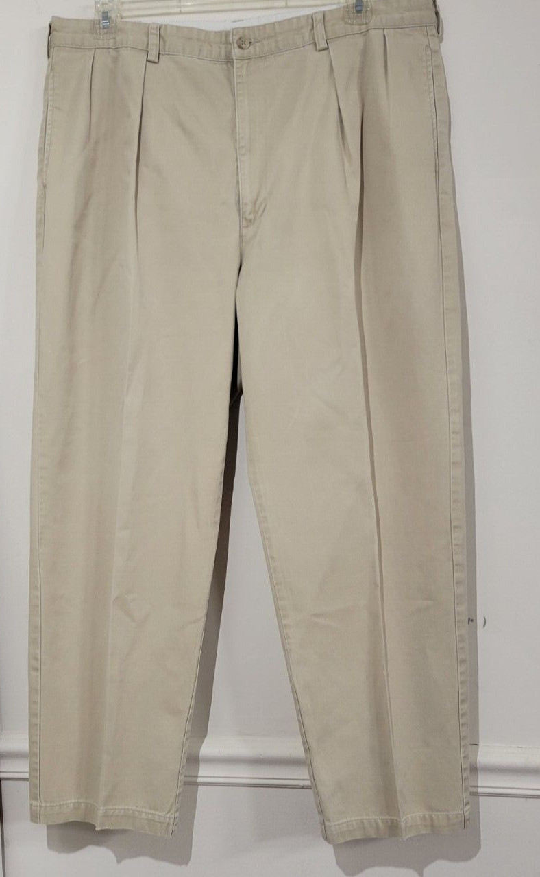 Ralph Lauren Polo Golf 40/32 Vtg Crest Pleated khaki Classic Pants 100% Cotton